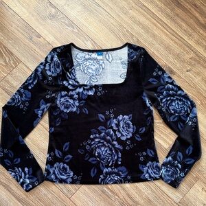 Old Navy Floral Velour Long Sleeve Top